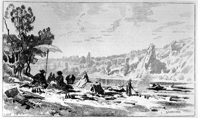 George Sand che pranza sulle rive della Creuse, c.1860 da Pierre Eugene Grandsire